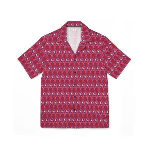 Men's Red Hawaiian Camp Shirt — Tropical All-Over Print